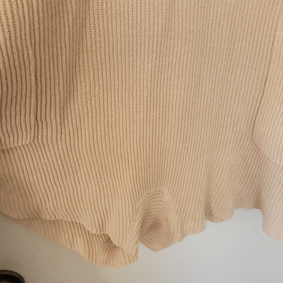 Free People FP Beach Picnic Sweater Romper Womens M Beige Linen Cotton Oversized - Picture 6 of 9